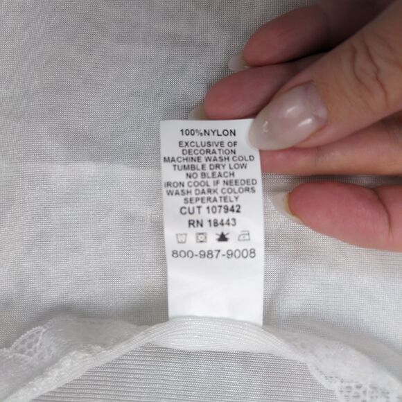 Vtg JC Collections Sz 8 White Satin Babydoll Slip Dress Cami Lace Trim USA Made - Picture 7 of 7